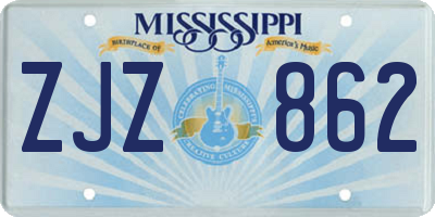 MS license plate ZJZ862