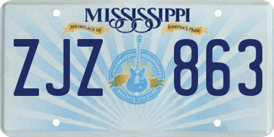 MS license plate ZJZ863