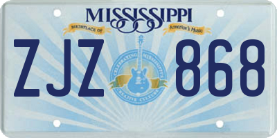 MS license plate ZJZ868