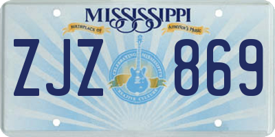 MS license plate ZJZ869