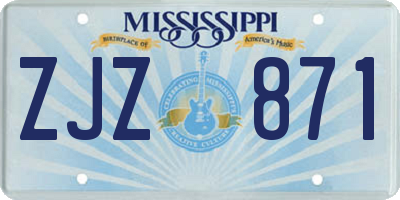 MS license plate ZJZ871
