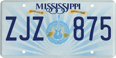 MS license plate ZJZ875