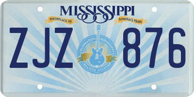 MS license plate ZJZ876