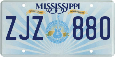 MS license plate ZJZ880