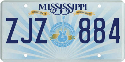 MS license plate ZJZ884