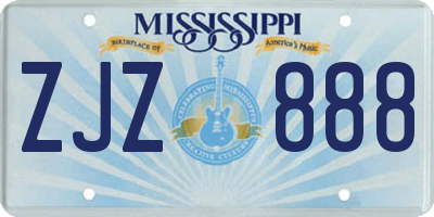 MS license plate ZJZ888