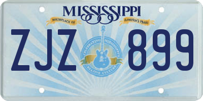 MS license plate ZJZ899