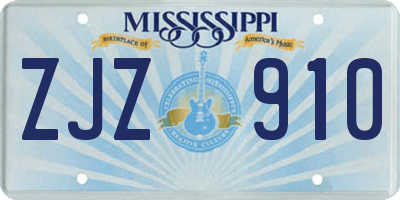 MS license plate ZJZ910