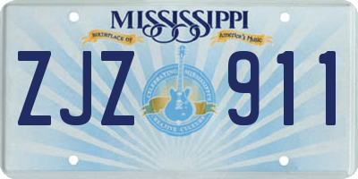 MS license plate ZJZ911