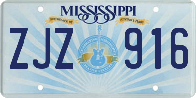 MS license plate ZJZ916