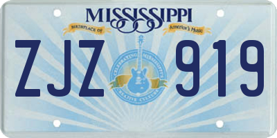 MS license plate ZJZ919