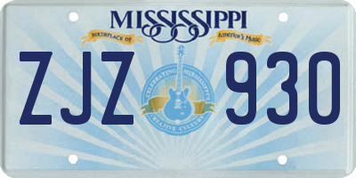 MS license plate ZJZ930