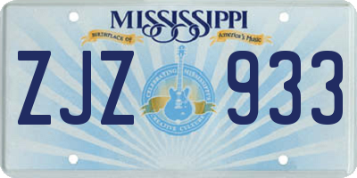 MS license plate ZJZ933