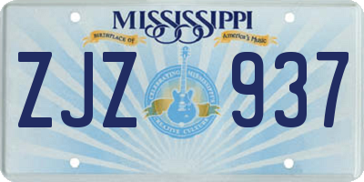 MS license plate ZJZ937