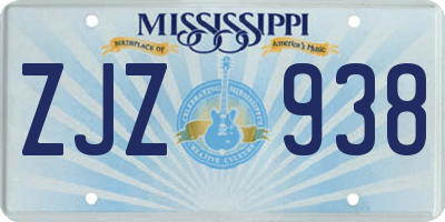 MS license plate ZJZ938