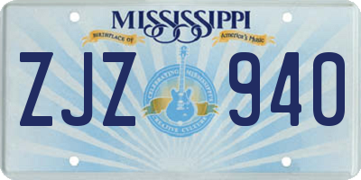 MS license plate ZJZ940