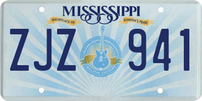 MS license plate ZJZ941