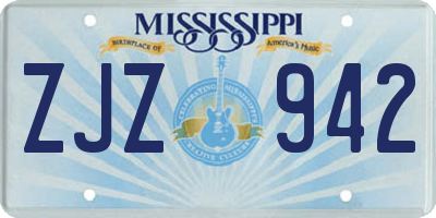 MS license plate ZJZ942