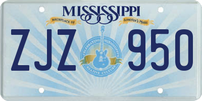 MS license plate ZJZ950