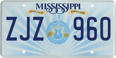 MS license plate ZJZ960