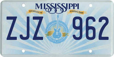 MS license plate ZJZ962
