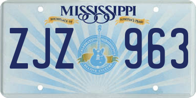 MS license plate ZJZ963