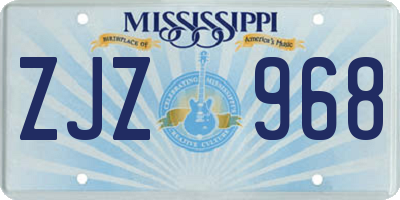MS license plate ZJZ968
