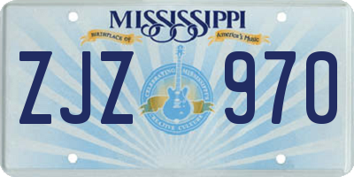 MS license plate ZJZ970