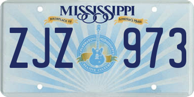 MS license plate ZJZ973