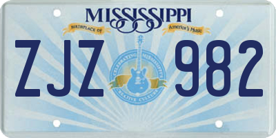 MS license plate ZJZ982