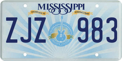 MS license plate ZJZ983