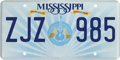 MS license plate ZJZ985