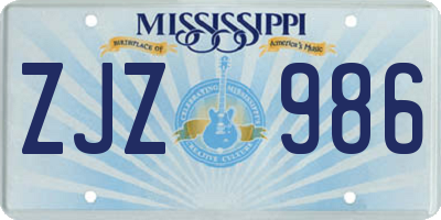 MS license plate ZJZ986