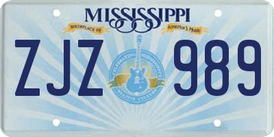 MS license plate ZJZ989