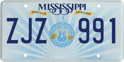 MS license plate ZJZ991