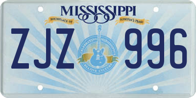 MS license plate ZJZ996