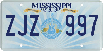 MS license plate ZJZ997