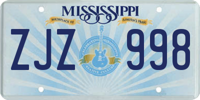 MS license plate ZJZ998