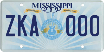 MS license plate ZKA000