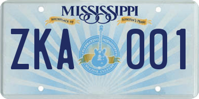 MS license plate ZKA001