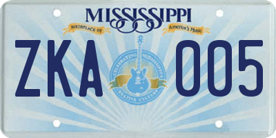 MS license plate ZKA005