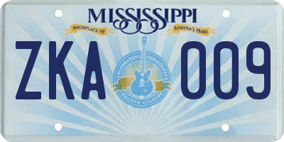 MS license plate ZKA009