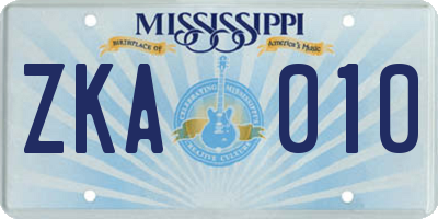 MS license plate ZKA010