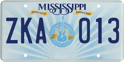 MS license plate ZKA013