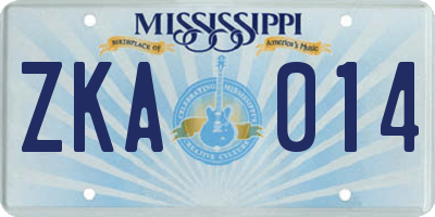 MS license plate ZKA014