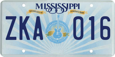 MS license plate ZKA016