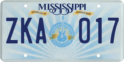 MS license plate ZKA017
