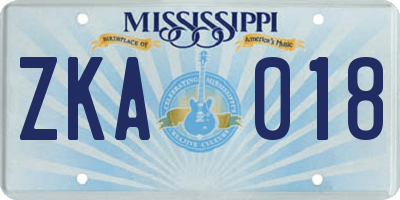 MS license plate ZKA018