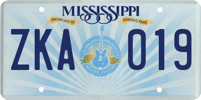 MS license plate ZKA019