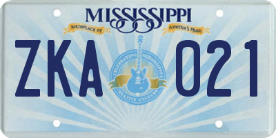 MS license plate ZKA021